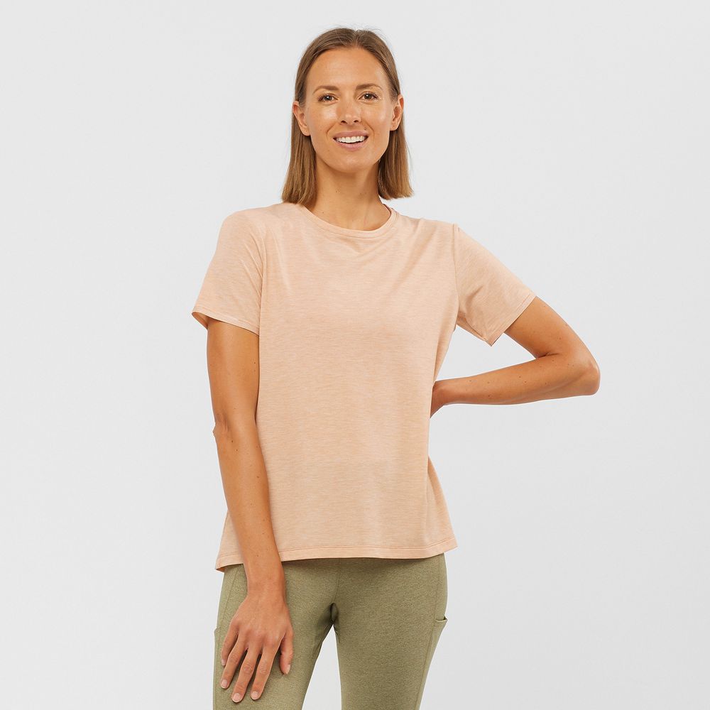 Salomon T-Shirts Dame Beige - ESSENTIAL TENCEL (TDKMO-5416)